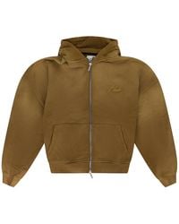 Rhude - Embroided Logo Zip-Up Hoodie Rhpf23Ho07150003 Brn" - Lyst