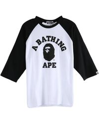 A Bathing Ape - College Raglan Regular Fit Long-Sleeve T-Shirt 1M30111309 Wht" - Lyst