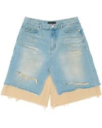 PROJECT G/R - Layered Skirt Denim Carpenter Shorts "Light Khaki" Pg25Ssmb02Lba11" - Lyst