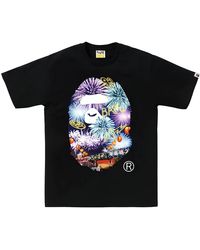 A Bathing Ape - Firework Ape Head Photo T-Shirt 1L72 110 022" - Lyst