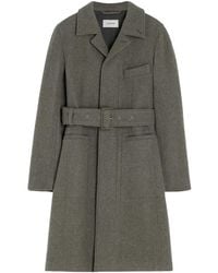 Lemaire - Belted Tailored Coat "Dark Khaki" Co1119 Lf504 Gr678" - Lyst