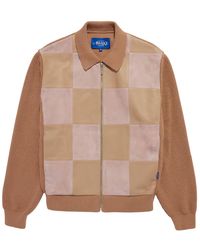 AWAKE NY - Checkerboard Front Zip Bomber Jacket Awk Sp24 Kn003 Brn" - Lyst