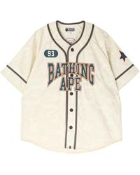A Bathing Ape - Solid Camo Multi Logo Baseball Short Sleeve Shirt "Ivory" 001Srm301310Mivy" - Lyst