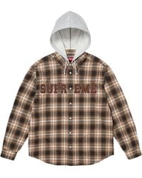Supreme - Applique Hooded Flannel Shirt "Fw26 - Lyst