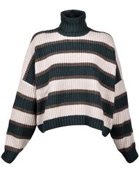 Brunello Cucinelli - Cashmere Knit Turtleneck Sweater "Striped" M52529503_Cig70" - Lyst