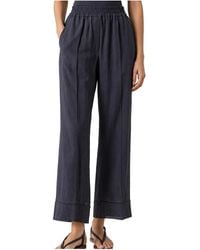 Brunello Cucinelli - Wide Leg Cotton Trousers "Coal" Brun2699" - Lyst