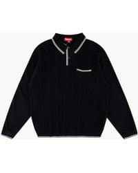 Supreme - Stripe Rib Ls Knit Polo "fw 19" - Lyst