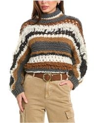 Brunello Cucinelli - Cashmere Striped Knit Sweater "Lead" Brun2139" - Lyst