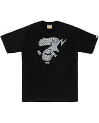 A Bathing Ape - Wild Leopard Pattern Ape Face Sta T-Shirt 001Tel801042Mblk" - Lyst