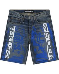 Sp5der - Printed Denim Shorts 610" - Lyst