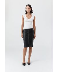 St. Agni - Brushed Leather Pencil Skirt - Lyst