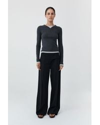 St. Agni - Organic Cotton V Neck Long Sleeve Top - Lyst