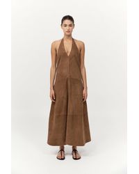 St. Agni - Suede Halter Plunge Dress - Lyst