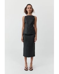 St. Agni - Woven Leather Square Neck Top - Lyst