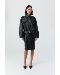 St. Agni - Brushed Leather Belted Jacket - Lyst