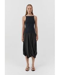 St. Agni - Knit Bodice Sheer Drape Dress - Lyst