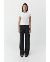 St. Agni - Wool Pinstripe Pintuck Pants - Lyst