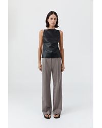 St. Agni - Leather Square Neck Top - Lyst