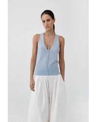 St. Agni - Plunge Rouleau Knit Tie Top - Lyst