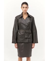 St. Agni - Cropped Leather Trench - Lyst