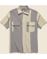 Monitaly 50's Milano Gunny Sack Stripe Shirt - Off White/blue - Gray