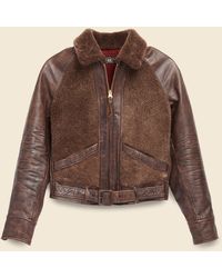 RRL - Amport Shearling Leather Jacket - Brown - Lyst