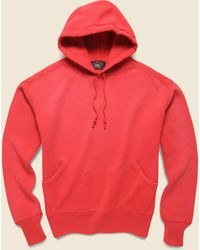 RRL Garment-dyed Fleece Hoodie - Vintage Red