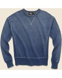 RRL Indigo French Terry Sweatshirt - Washed Blue Indigo