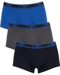 Emporio Armani 3 Pack Trunks - Blue