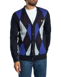 Lyle & Scott - Argyle Knitted Classic Cardigan - Lyst