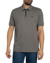 HUGO - Dalomino Zip Polo Shirt - Lyst
