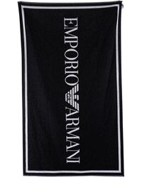 Emporio Armani Logo Towel - Black