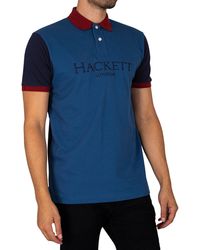 Hackett Hackett London Marl Fine Tip Mens Short Sleeve Polo Shirt Indigo Size XL 