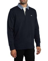 GANT - Regular Chambray Heavy Rugger Longsleeved Polo Shirt - Lyst