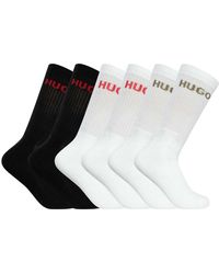 HUGO - 6 Pack Logo Quarter Socks - Lyst