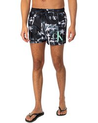 Calvin Klein - Short Drawstring Print Swim Shorts - Lyst