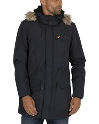 lyle & scott fur hood padded parka jacket
