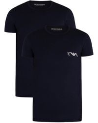 Emporio Armani 2 Pack Lounge Crew T-shirts - Blue
