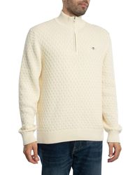 GANT - Textured Cotton Half Zip Knit - Lyst