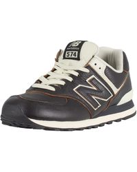 New Balance 574 Leather Trainers - Black