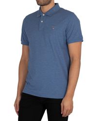 Gant Herren Polo Shirt blau Strukturiert unifarben 2012012 445
