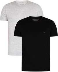 Emporio Armani 2 Pack Pure Cotton Lounge T-shirts - Black