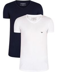 Emporio Armani - 2 Pack Lounge V-neck T-shirt - Lyst