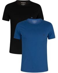 Emporio Armani 2 Pack Crew Lounge T-shirts - Blue