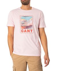 GANT - Washed Graphic T-shirt - Lyst