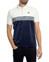 Fila - Lennox Stripe Velour Polo Shirt - Lyst