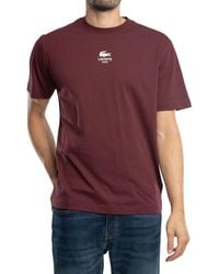 Lacoste - Signature Print Cotton T-shirt - Lyst