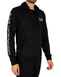 EA7 - Logo Series Hooded Cotton Sweatshirt - Lyst