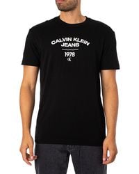 Calvin Klein - Varsity Curve Logo T-shirt - Lyst
