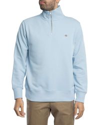 GANT - S Half Zip Sweatshirt Fresh Blue S - Lyst